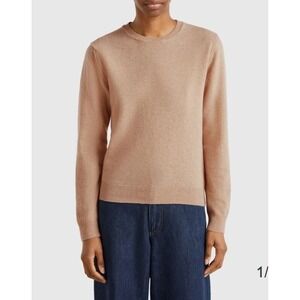 United Colors of Benetton Merino Wool Crewneck Sweater Classic Knit Size S